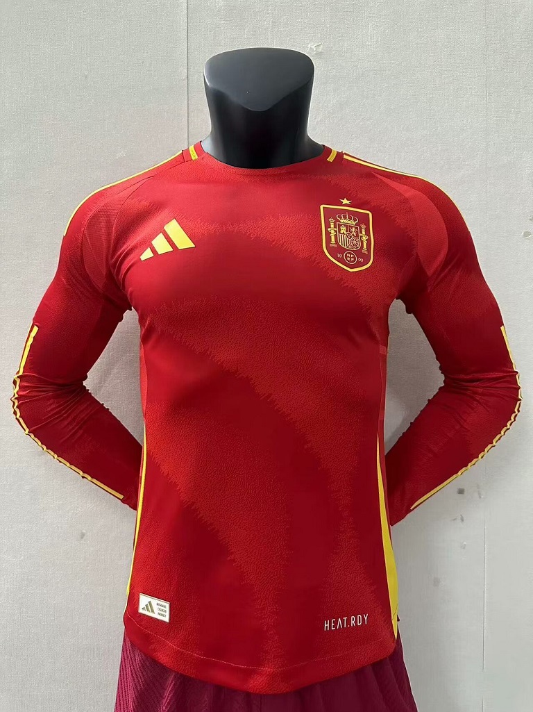 AAA Quality Spain 2024 Euro Home Long Soccer Jersey(Player)